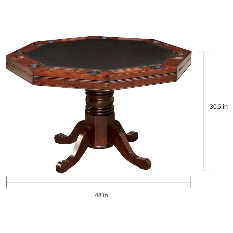 Table de poker traditionnelle en bois massif de cerisier par