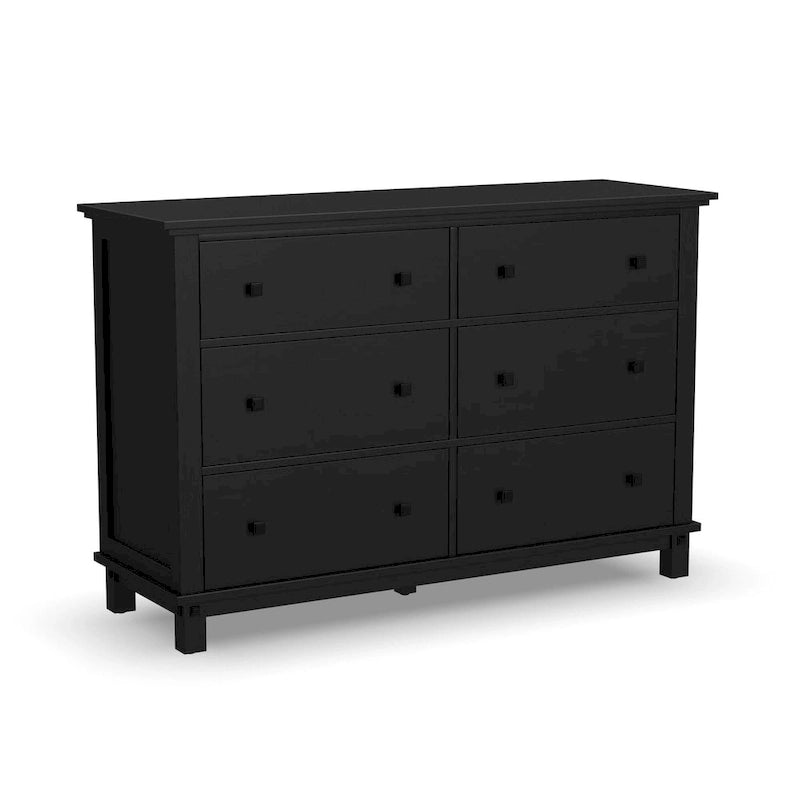 Lit queen en bois noir, table de nuit et commode par