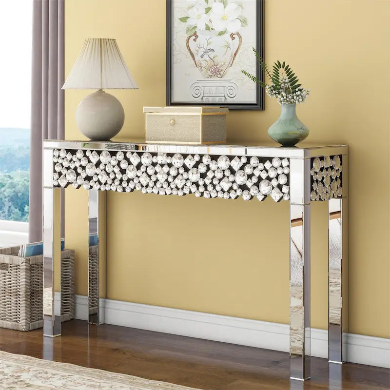 Console d'entrée Glamour avec Cadre en Cristal