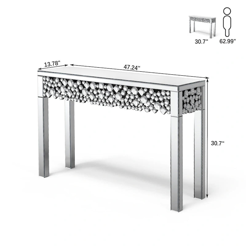 Console d'entrée Glamour avec Cadre en Cristal