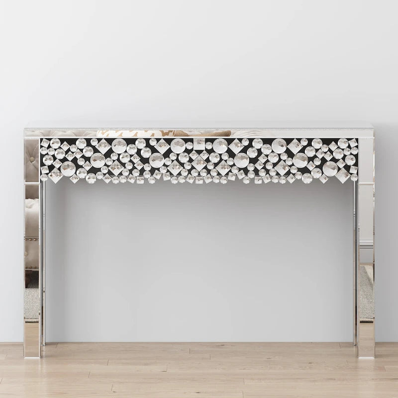 Console d'entrée Glamour avec Cadre en Cristal