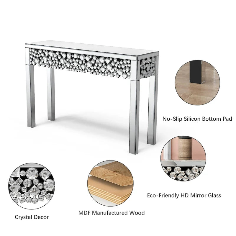 Console d'entrée Glamour avec Cadre en Cristal