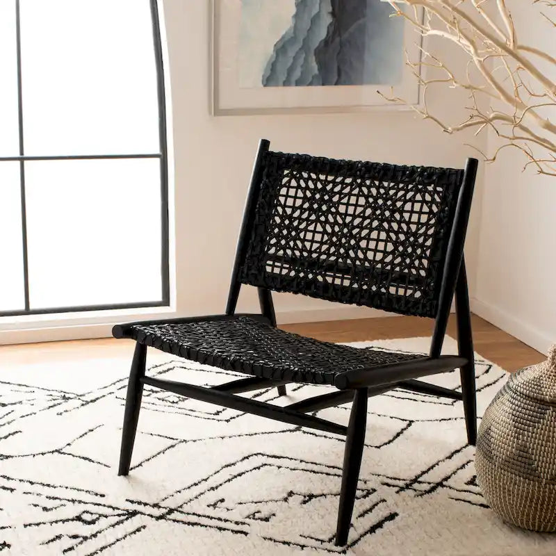 Fauteuil d'appoint tissé en cuir ouvert - 26 L x 32 P x 31 H - 26Lx31Px31H