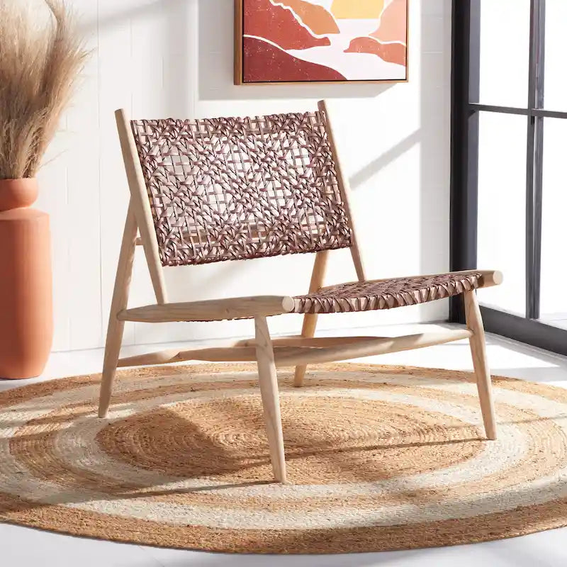 Fauteuil d'appoint tissé en cuir ouvert - 26 L x 32 P x 31 H - 26Lx31Px31H
