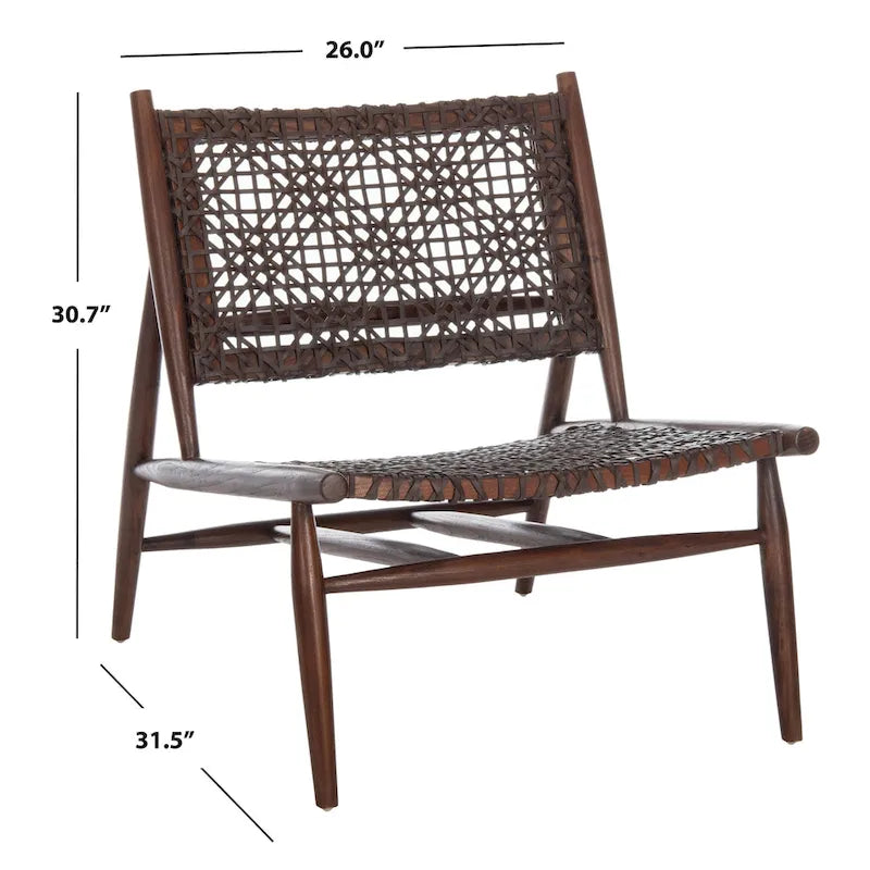Fauteuil d'appoint tissé en cuir ouvert - 26 L x 32 P x 31 H - 26Lx31Px31H