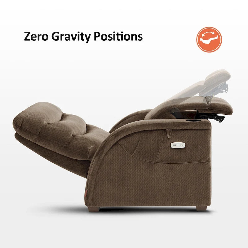 Fauteuil inclinable électrique zéro gravité avec appui-tête réglable pour salon, tissu