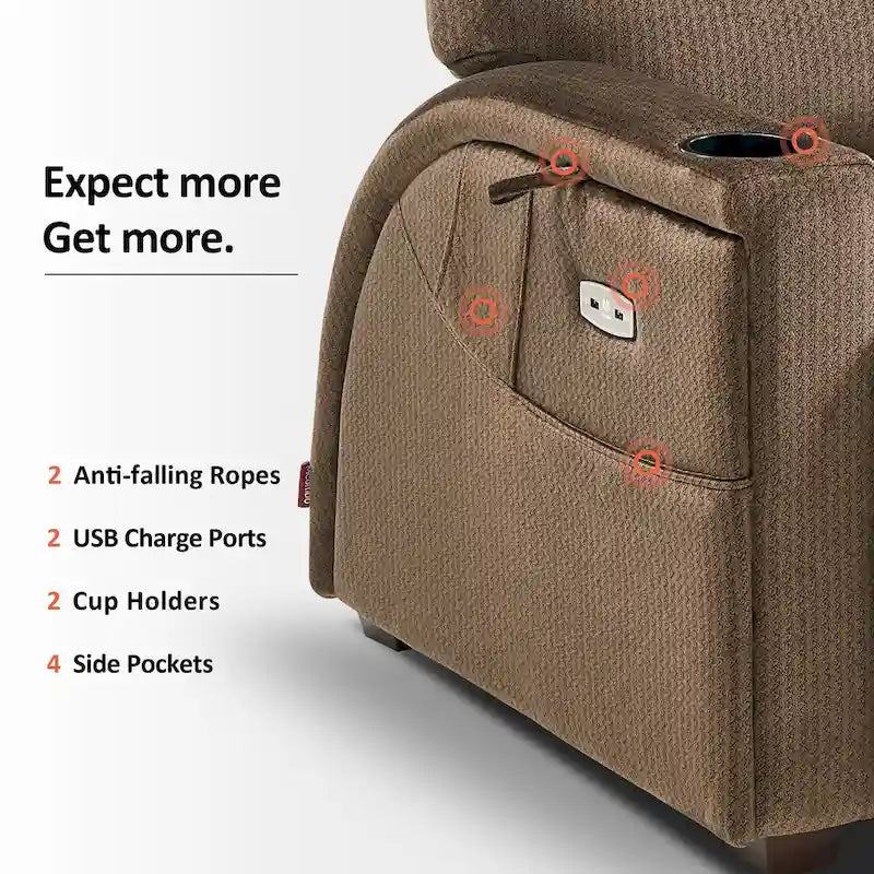 Fauteuil inclinable électrique zéro gravité avec appui-tête réglable pour salon, tissu