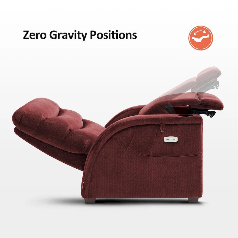 Fauteuil inclinable électrique zéro gravité avec appui-tête réglable pour salon, tissu