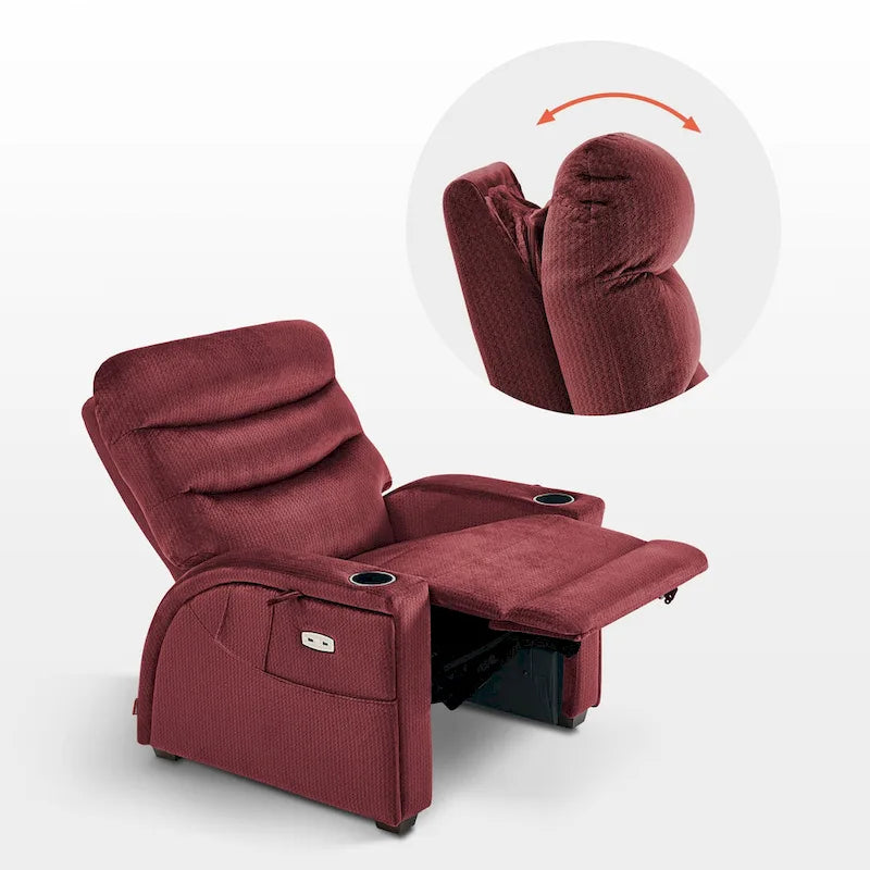 Fauteuil inclinable électrique zéro gravité avec appui-tête réglable pour salon, tissu