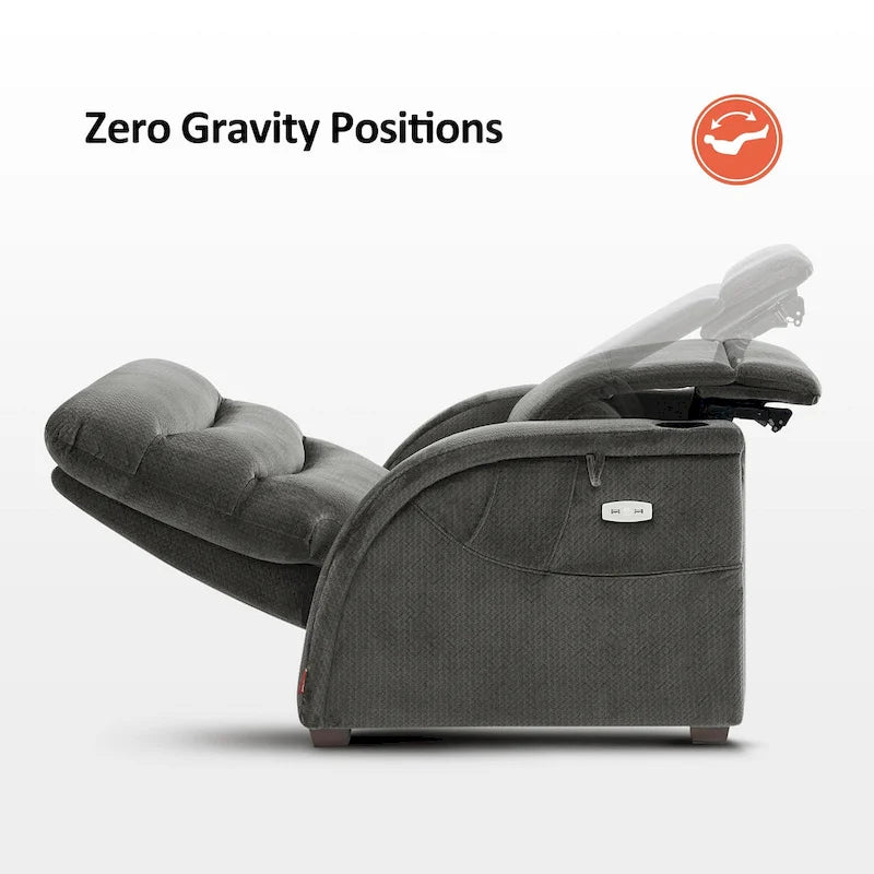 Fauteuil inclinable électrique zéro gravité avec appui-tête réglable pour salon, tissu