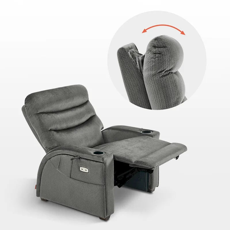 Fauteuil inclinable électrique zéro gravité avec appui-tête réglable pour salon, tissu