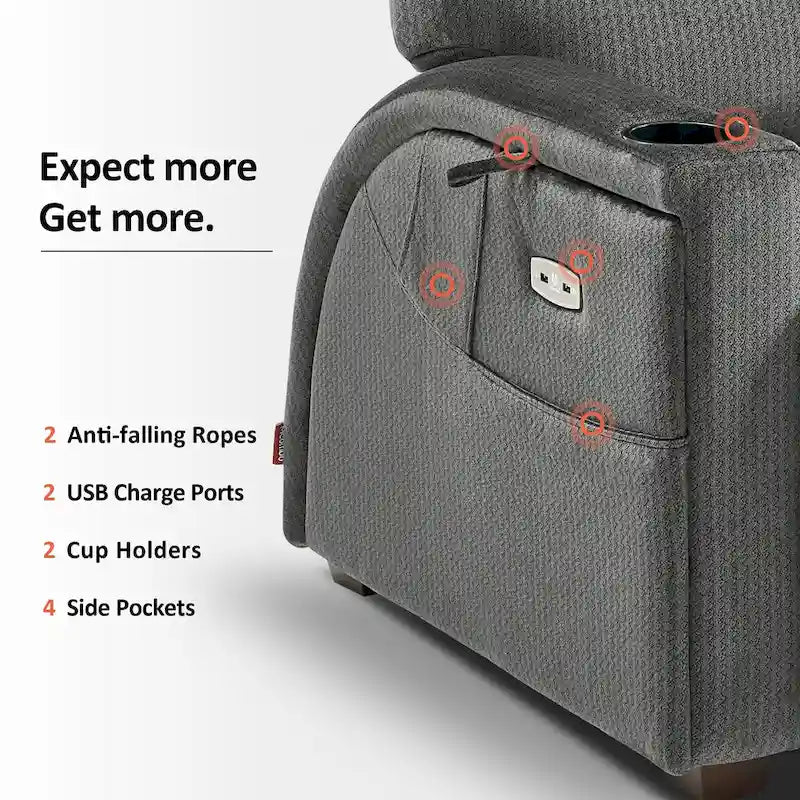 Fauteuil inclinable électrique zéro gravité avec appui-tête réglable pour salon, tissu