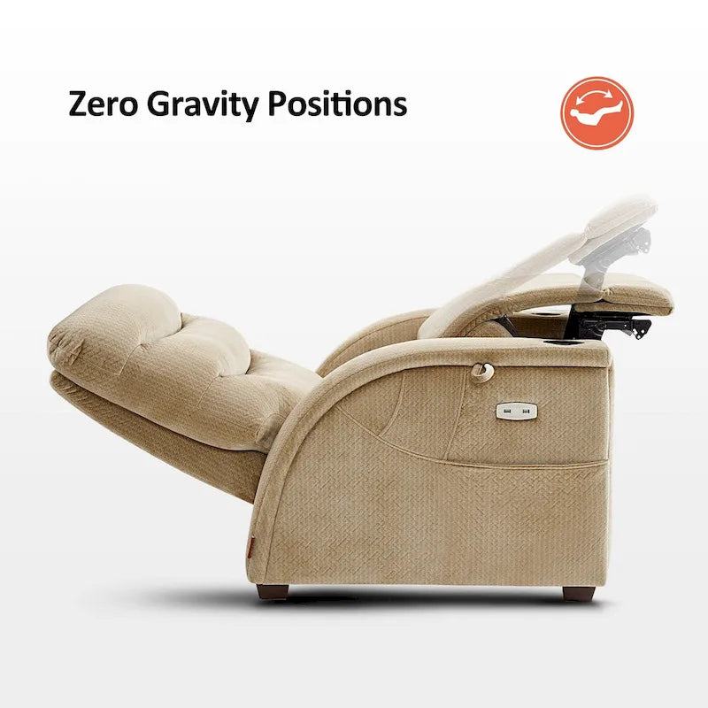 Fauteuil inclinable électrique zéro gravité avec appui-tête réglable pour salon, tissu