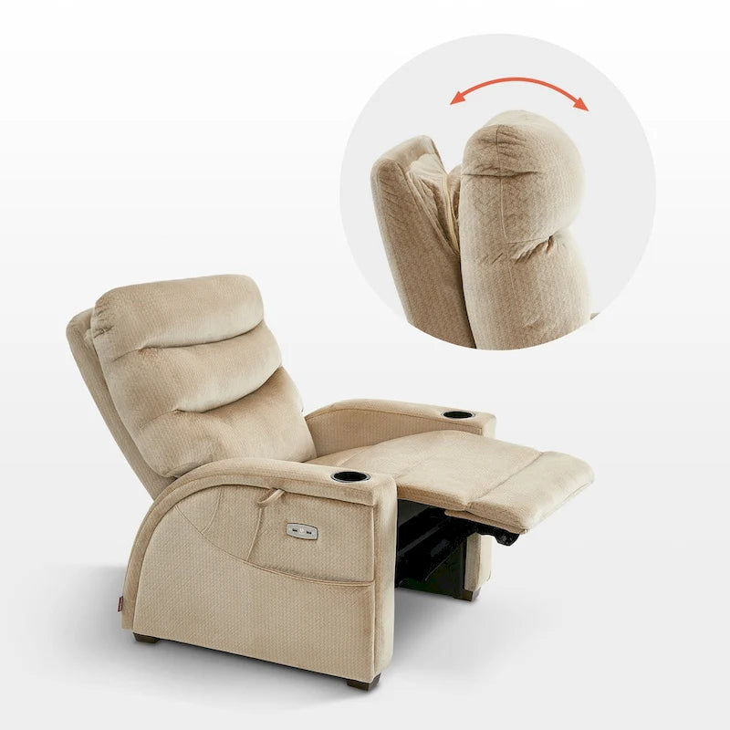Fauteuil inclinable électrique zéro gravité avec appui-tête réglable pour salon, tissu