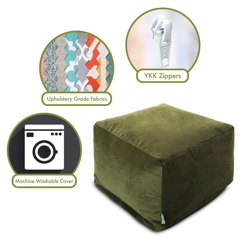 Pouf ottoman d'intérieur en velours