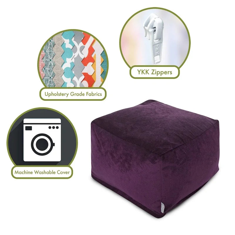 Pouf ottoman d'intérieur en velours