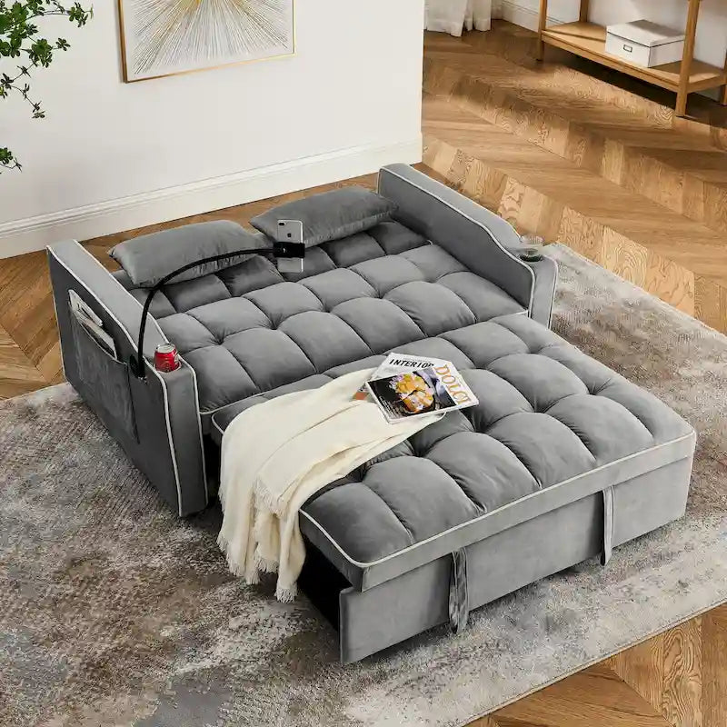 Canapé-lit pliable polyvalent de 55,51 pouces en 3 longueurs