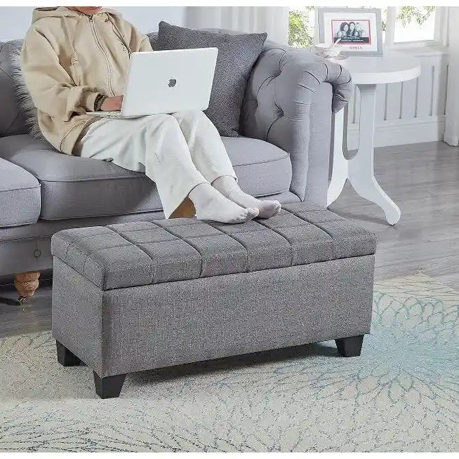 Banc de rangement rectangulaire rembourré, banc de bout de lit de chambre
