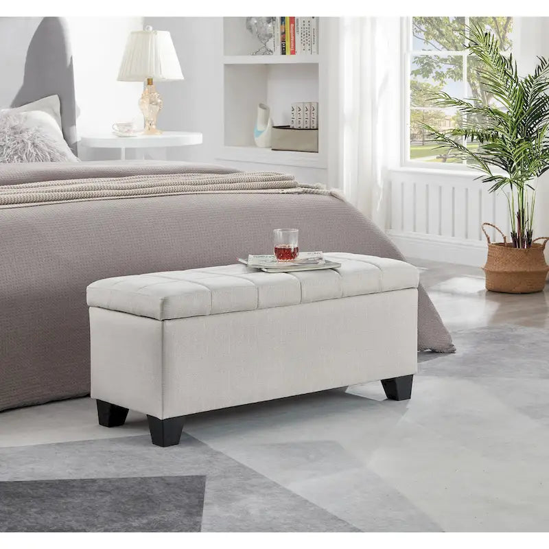 Banc de rangement rectangulaire rembourré, banc de bout de lit de chambre