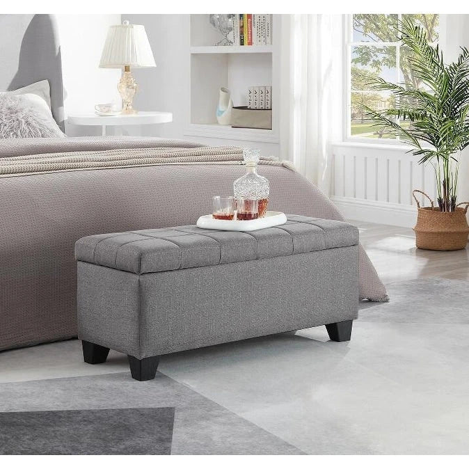 Banc de rangement rectangulaire rembourré, banc de bout de lit de chambre