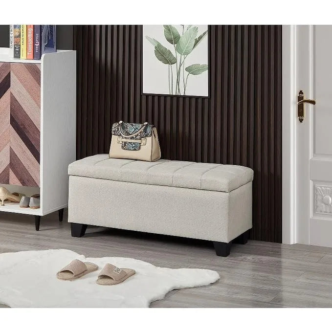 Banc de rangement rectangulaire rembourré, banc de bout de lit de chambre