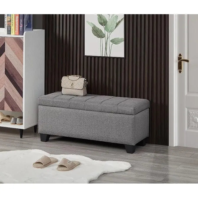 Banc de rangement rectangulaire rembourré, banc de bout de lit de chambre