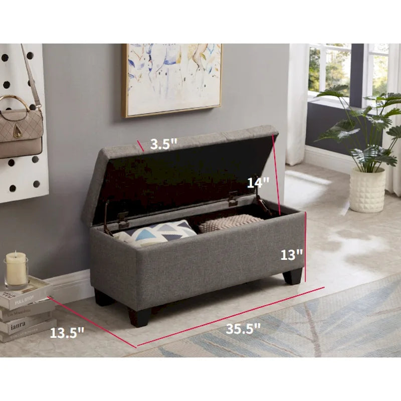 Banc de rangement rectangulaire rembourré, banc de bout de lit de chambre