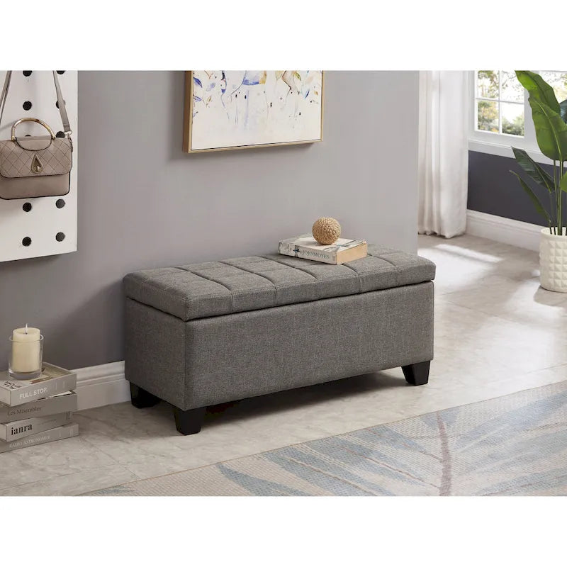 Banc de rangement rectangulaire rembourré, banc de bout de lit de chambre