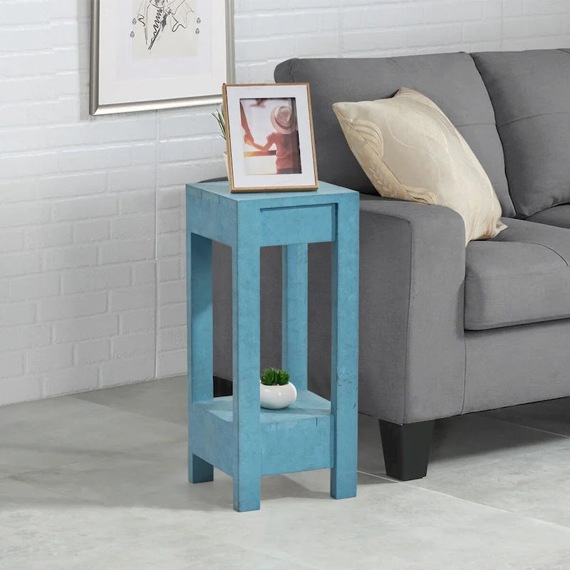 Table d'appoint rustique en bois massif pour canapé - 11 L x 26 H