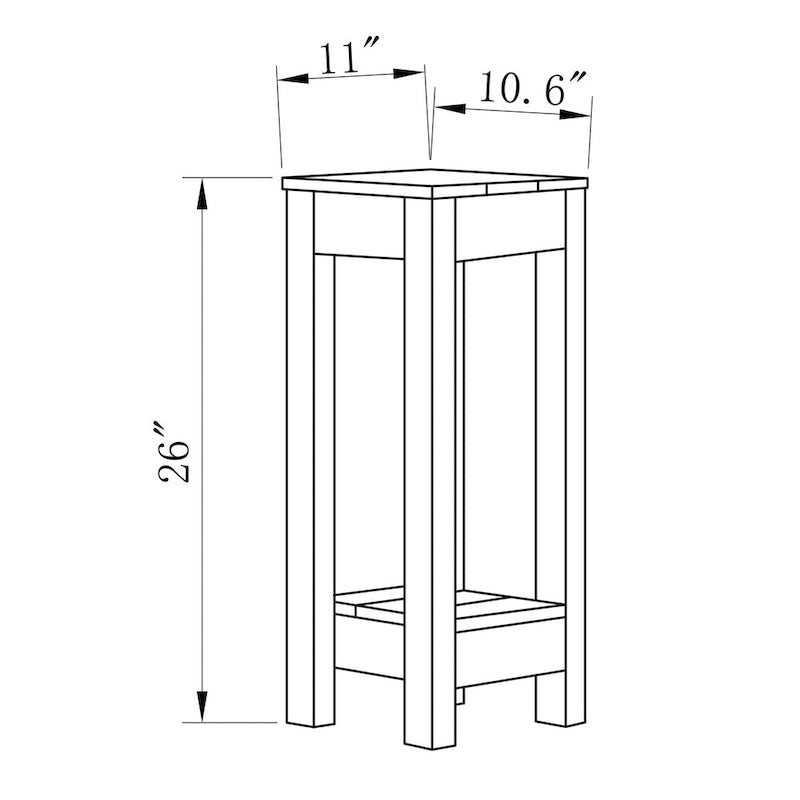 Table d'appoint rustique en bois massif pour canapé - 11 L x 26 H