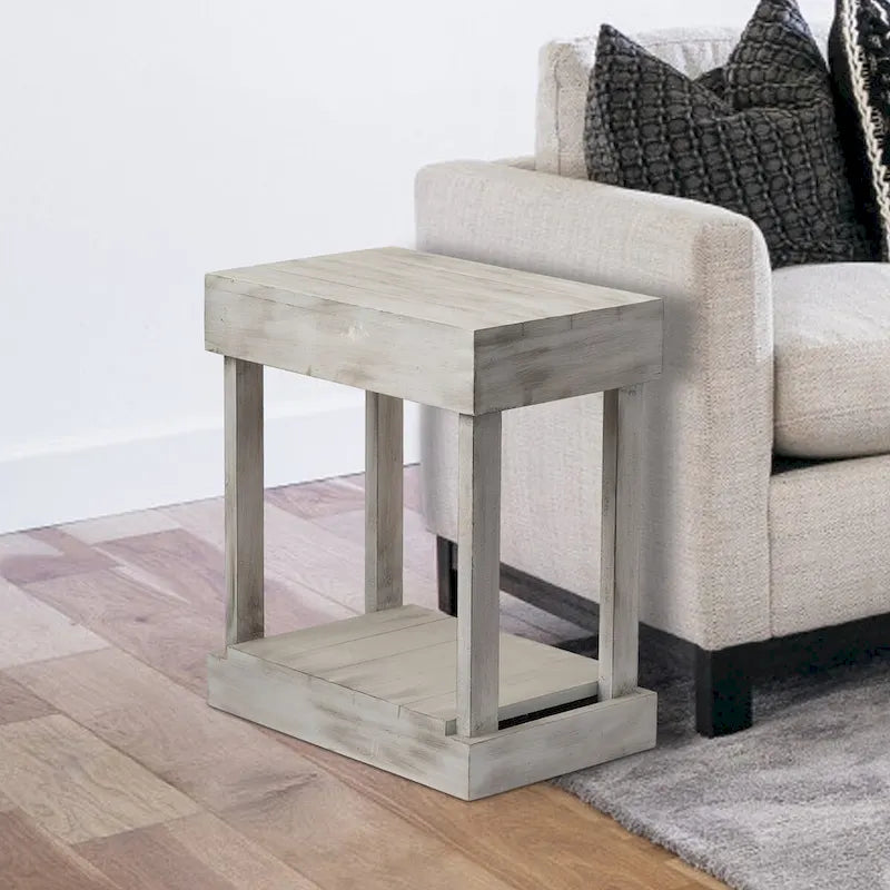 Table d'appoint rustique en bois massif pour canapé - 11 L x 26 H