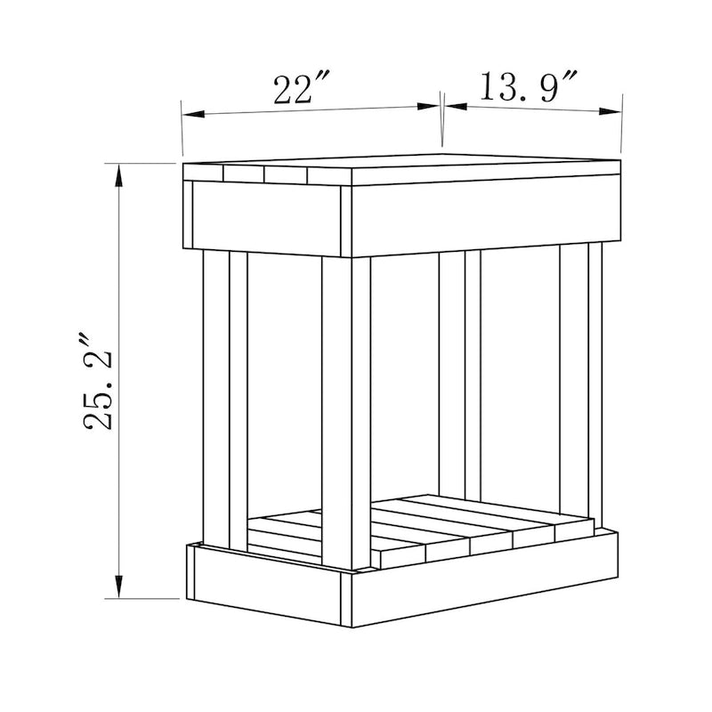 Table d'appoint rustique en bois massif pour canapé - 11 L x 26 H