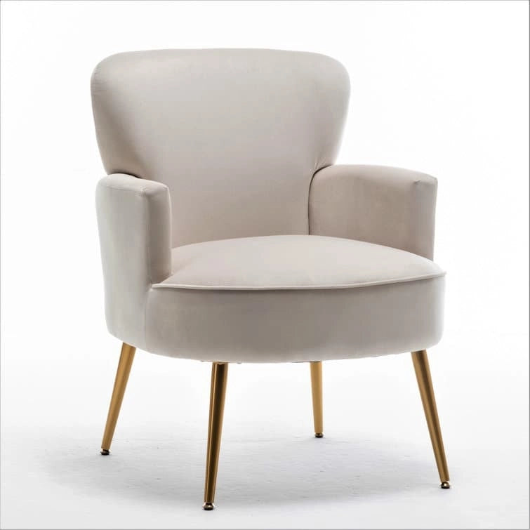 Fauteuil d'appoint tendance en velours avec pieds en métal doré