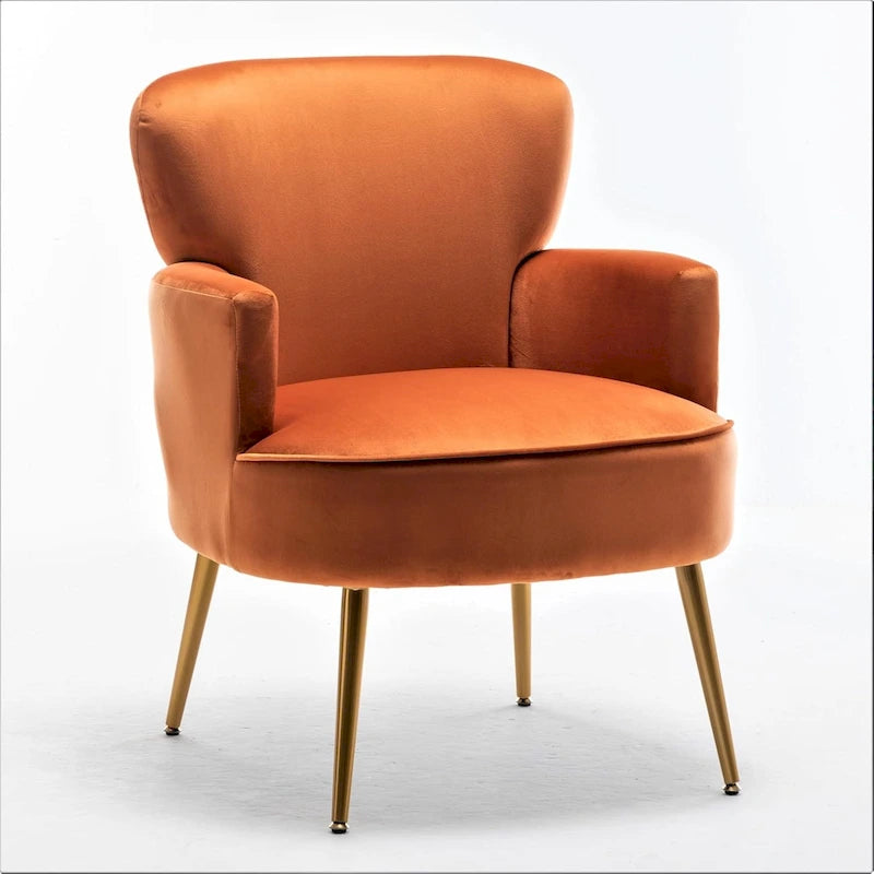 Fauteuil d'appoint tendance en velours avec pieds en métal doré
