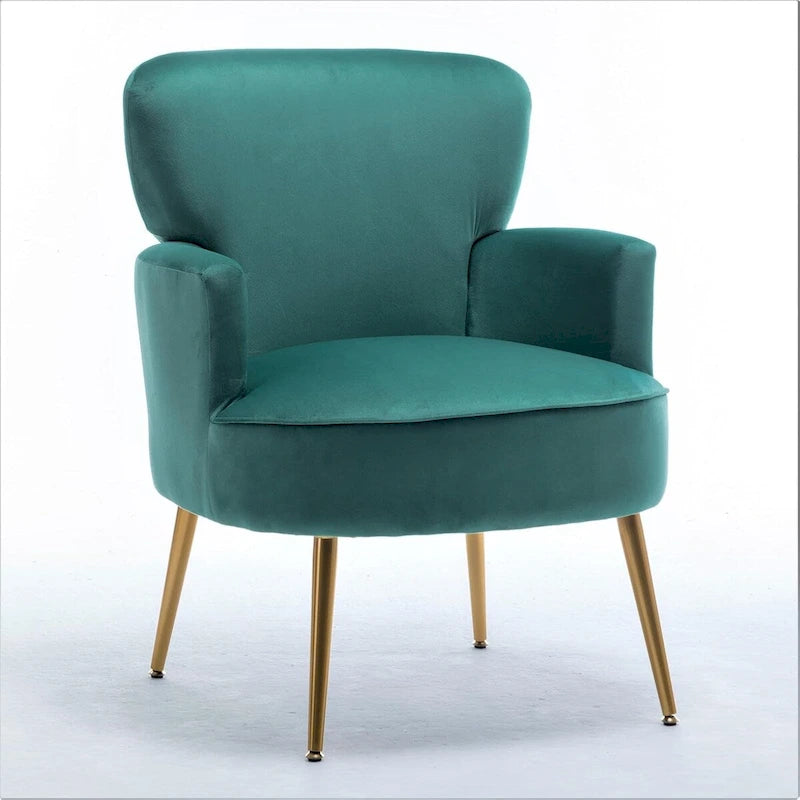 Fauteuil d'appoint tendance en velours avec pieds en métal doré