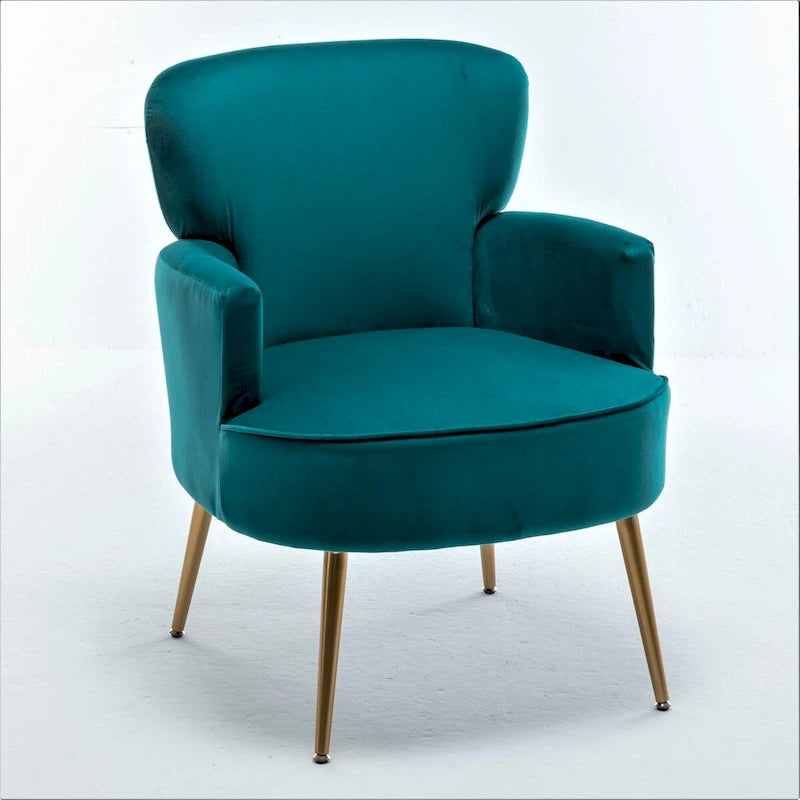 Fauteuil d'appoint tendance en velours avec pieds en métal doré