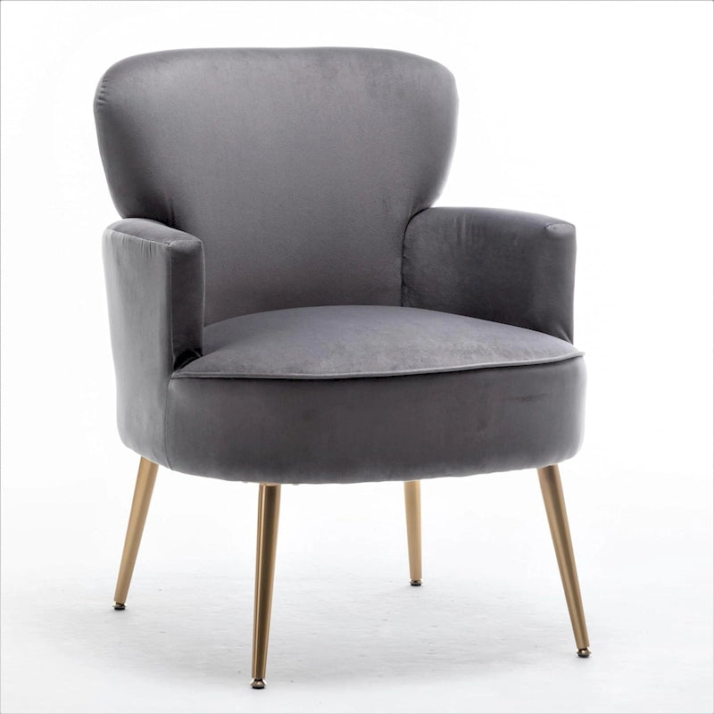 Fauteuil d'appoint tendance en velours avec pieds en métal doré