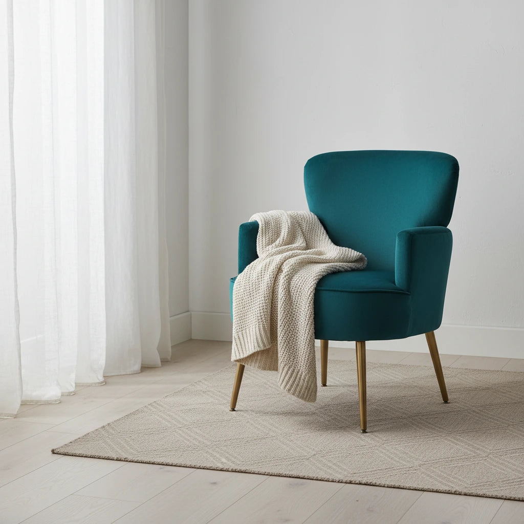 US Pride Furniture Trendy Velvet Accent Chair with Gold Metal Legs Upholstered Armchair