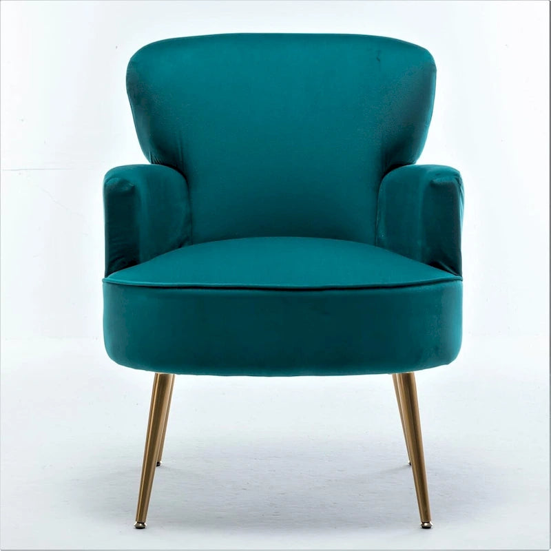 Fauteuil d'appoint tendance en velours avec pieds en métal doré