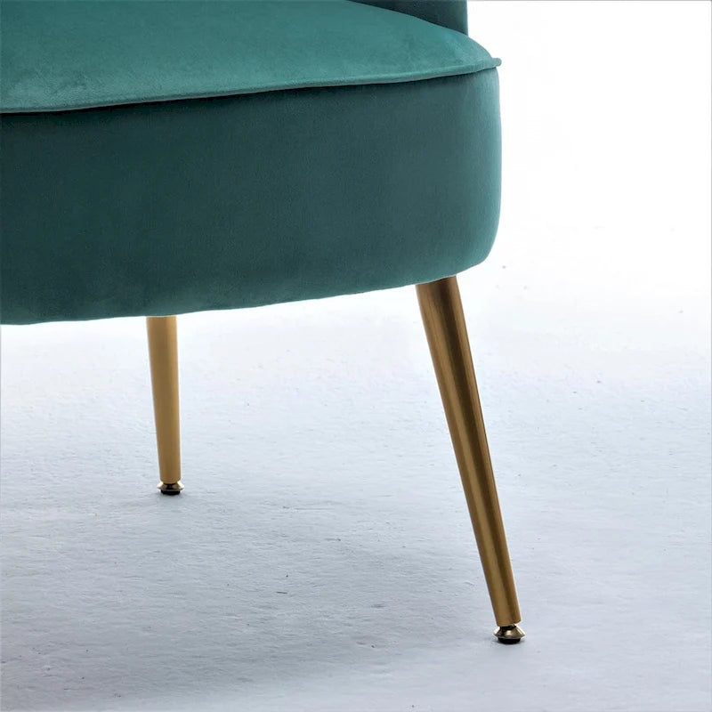 Fauteuil d'appoint tendance en velours avec pieds en métal doré