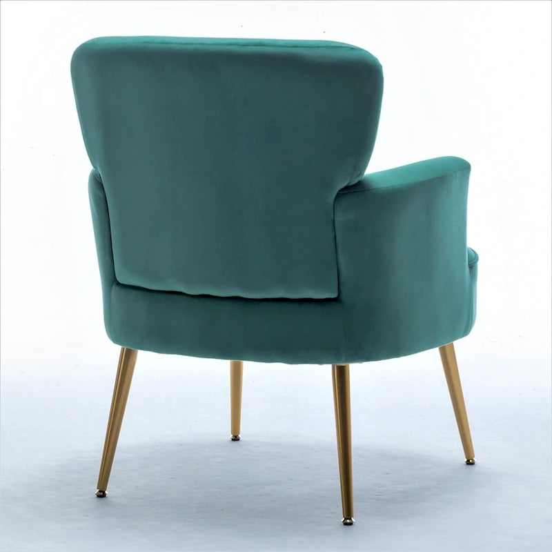 Fauteuil d'appoint tendance en velours avec pieds en métal doré