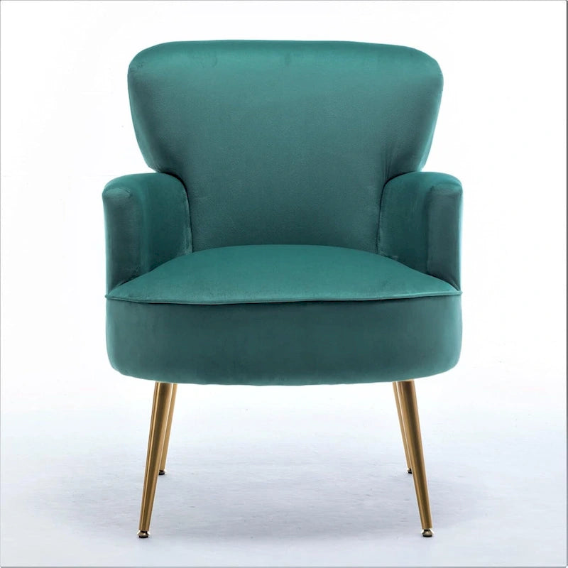 Fauteuil d'appoint tendance en velours avec pieds en métal doré