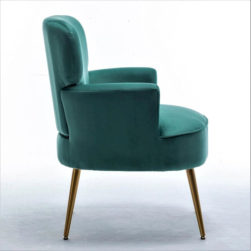 Fauteuil d'appoint tendance en velours avec pieds en métal doré
