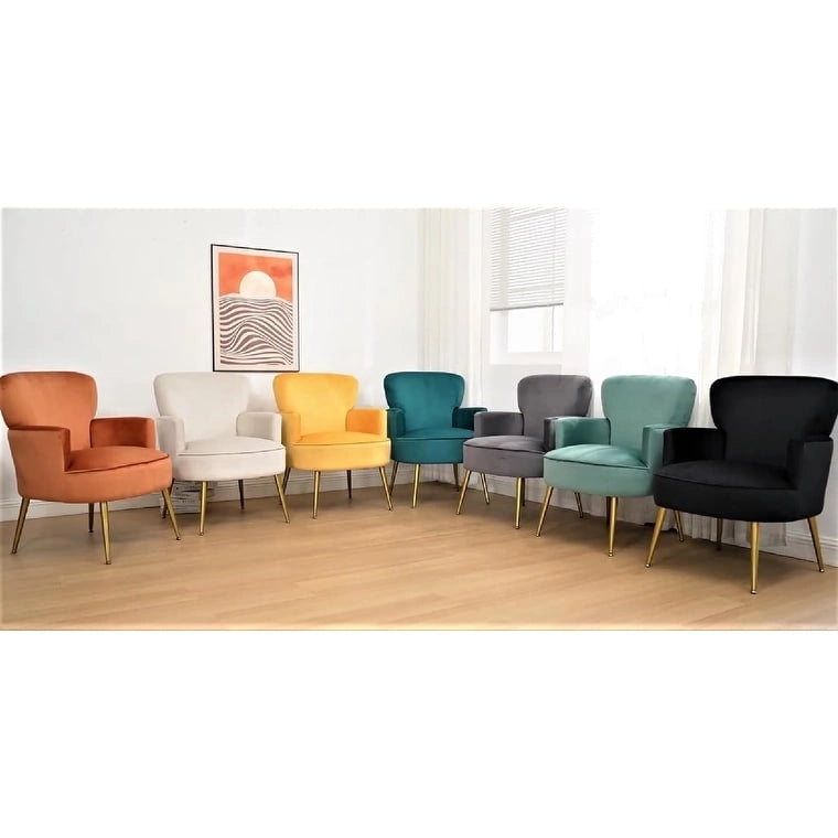 Fauteuil d'appoint tendance en velours avec pieds en métal doré