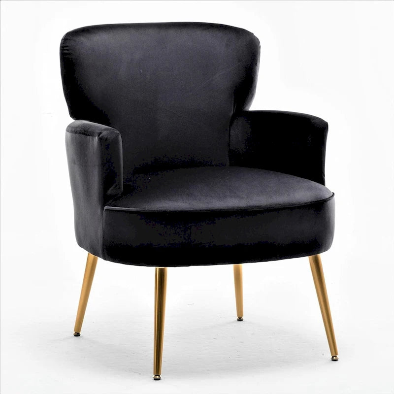 Fauteuil d'appoint tendance en velours avec pieds en métal doré
