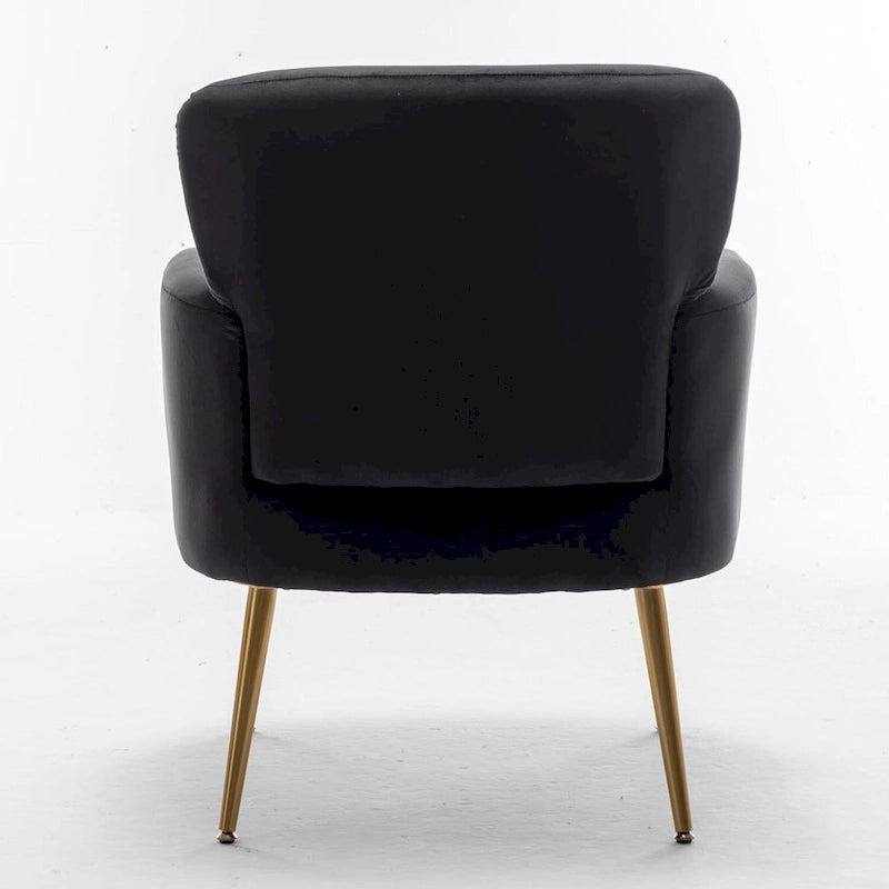 Fauteuil d'appoint tendance en velours avec pieds en métal doré