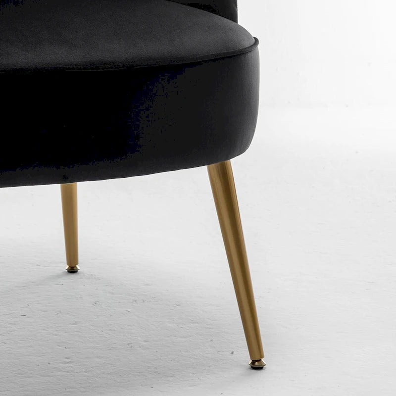Fauteuil d'appoint tendance en velours avec pieds en métal doré