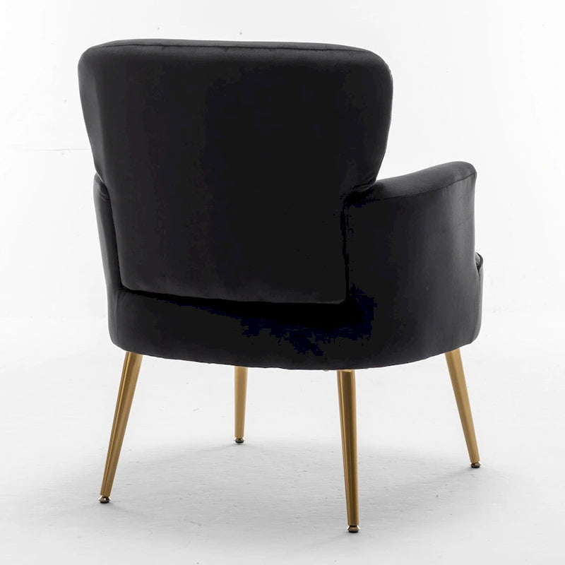 Fauteuil d'appoint tendance en velours avec pieds en métal doré
