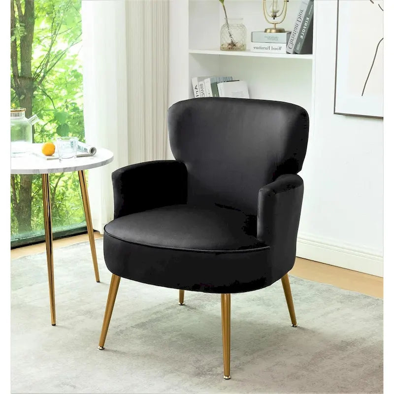 Fauteuil d'appoint tendance en velours avec pieds en métal doré