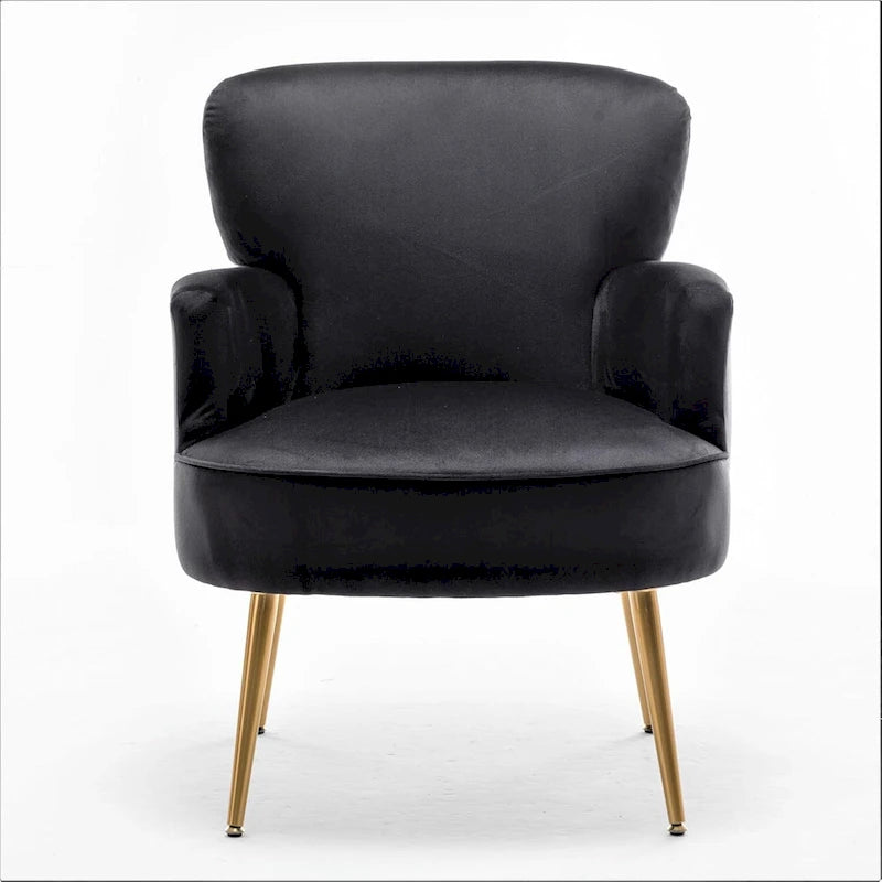 Fauteuil d'appoint tendance en velours avec pieds en métal doré